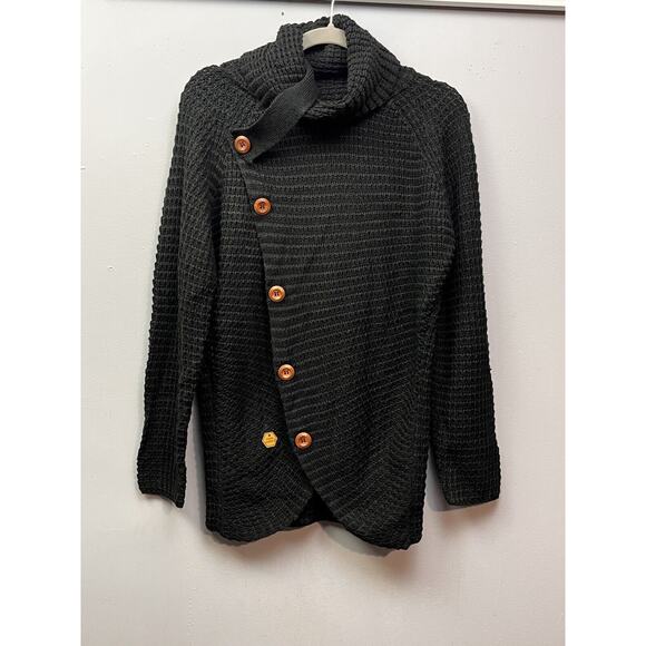 Simply Southern Sweater Womens Small Black Faux Cardigan Buttons Chunky Knit New - Picture 1 of 9